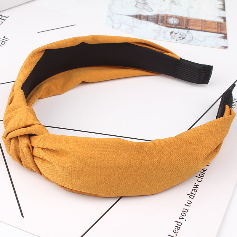 Wholesale Cross Wide Edge Knotted Fabric Headbands